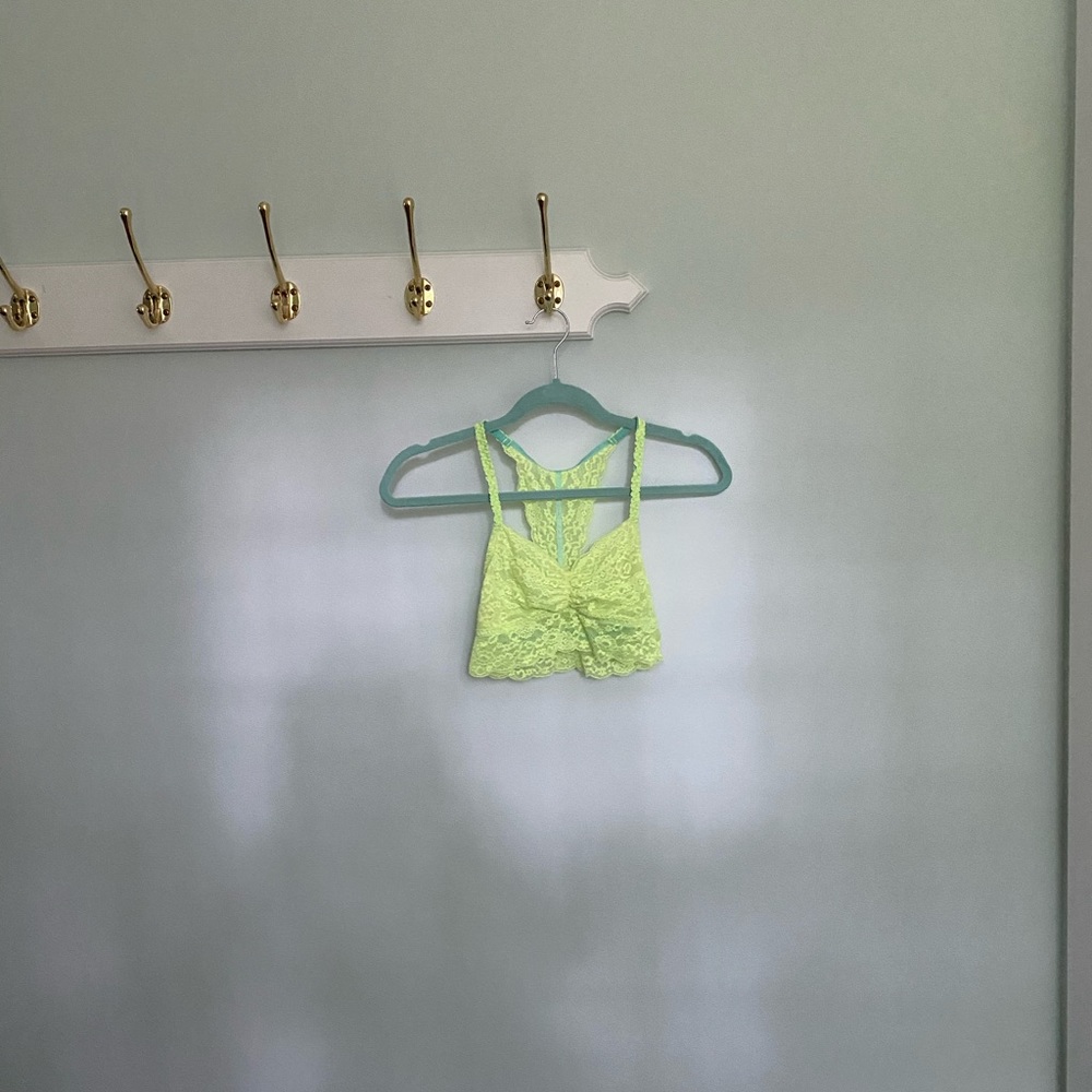 VS PINK neon yellow long line bralette